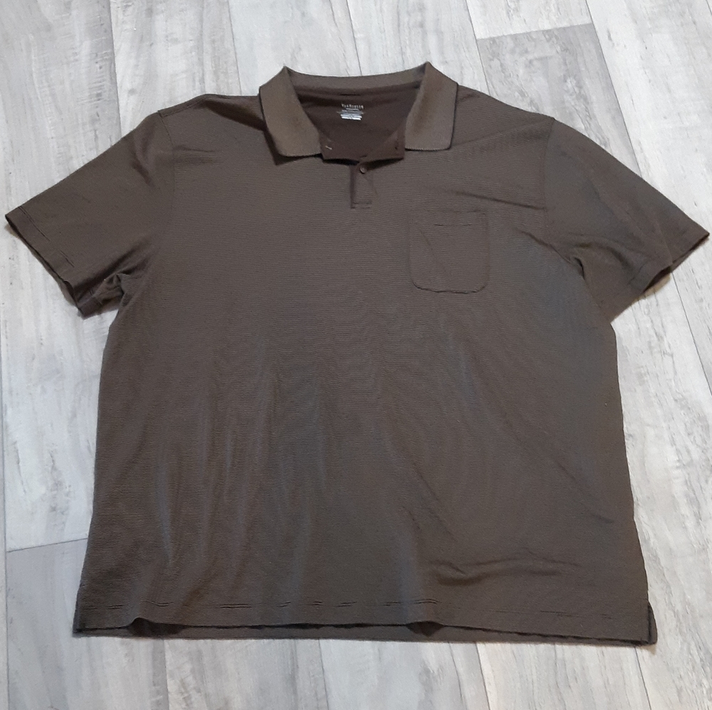 Mens collared pullover polo size XXL shirt Tagless shortsleeve Brown  VAN HEUSEN